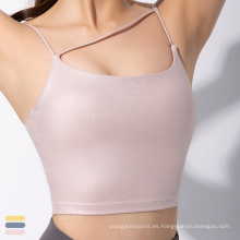 Último spaghetti strap cami camiseta de tanque longline top deportes sujetador de moda nuevo diseño brillante ropa activa